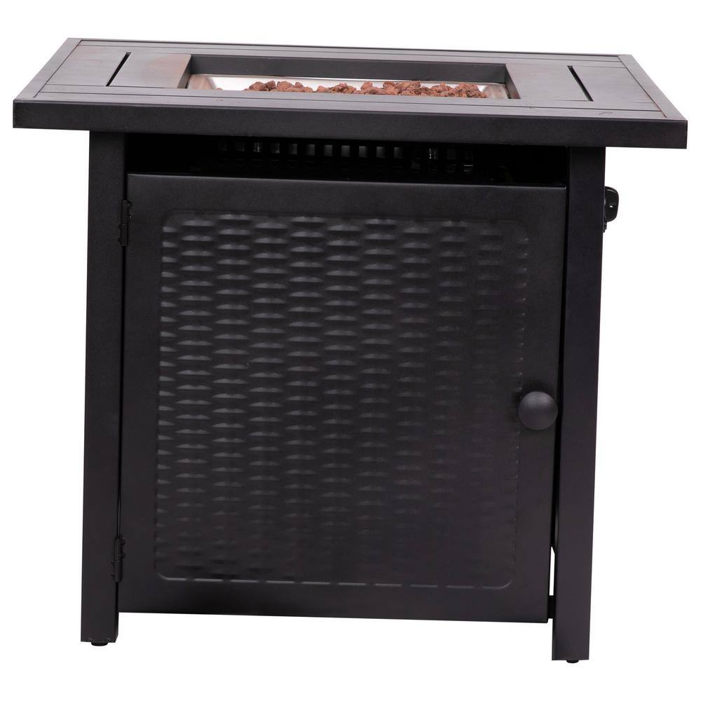 None Black Steel Fire Pit Table