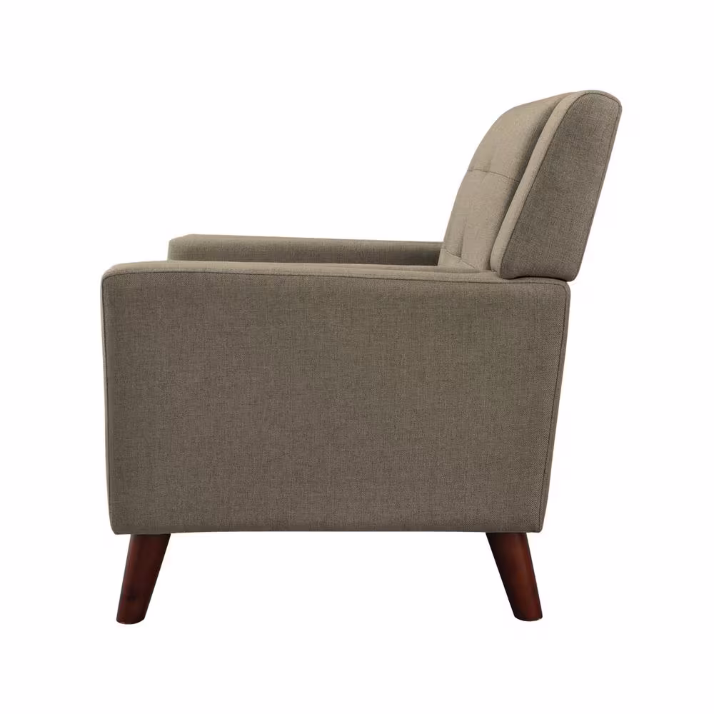 Noble House Candace Mid-Century Modern Tufted Mocha Fabric Armchair