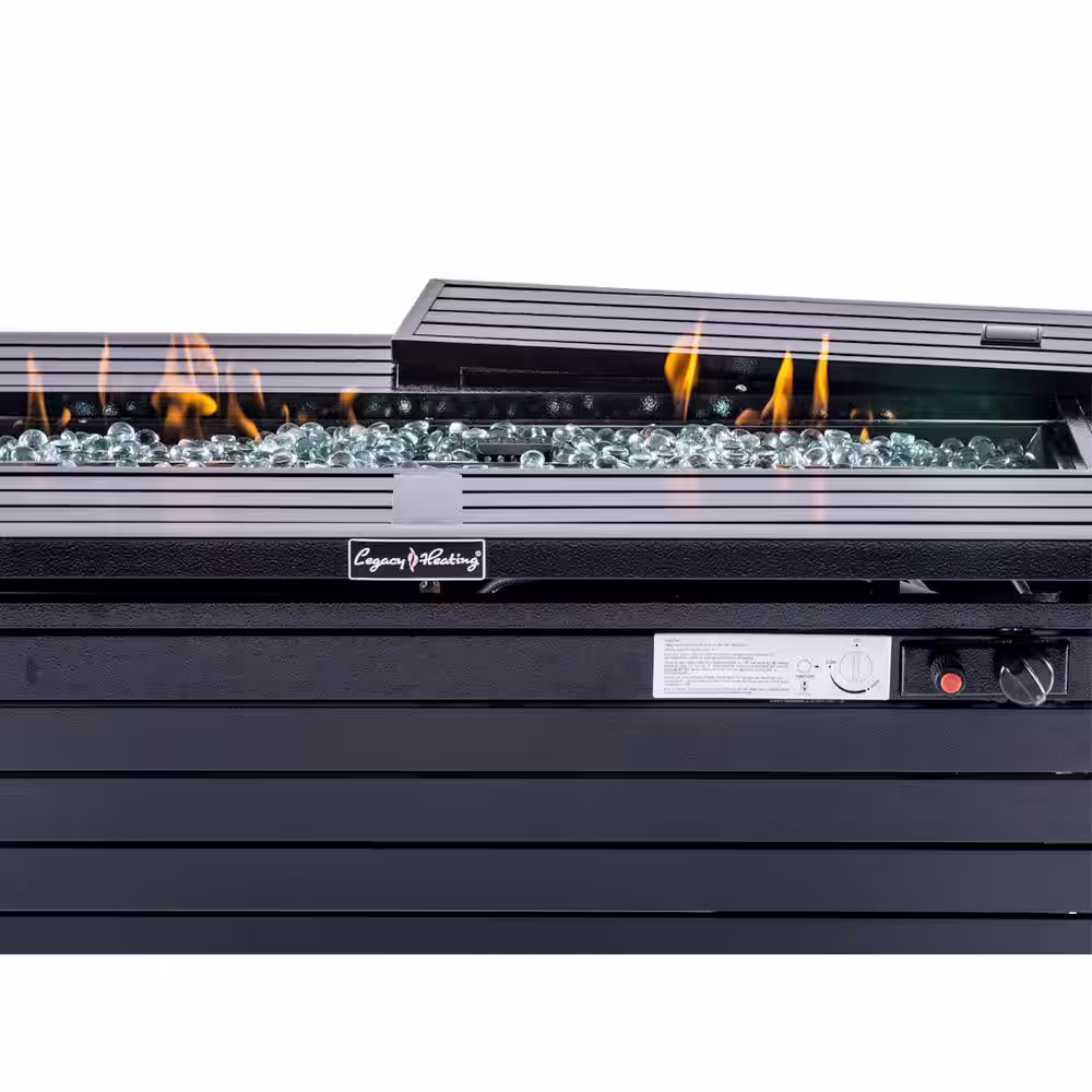 Legacy Heating 56 in. x 23 in. Rectangular Fire Pit Table in Hammered Black