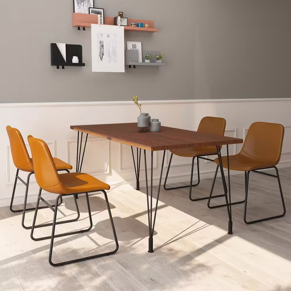 LUE BONA Faux Leather Upholstered Dining Chairs With Metal Legs(Set of 4)