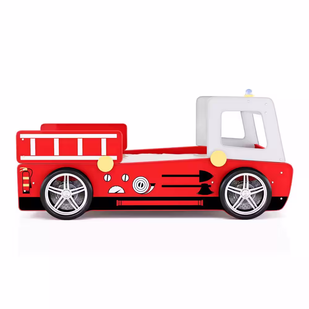 Furniture of America Mitta Red Fire Truck Youth Twin Bed