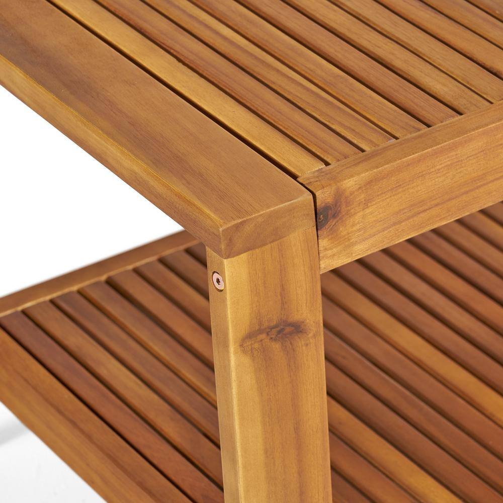 Noble House Grenada Teak Brown 2-Piece Wood Patio Conversation Set with Blue Cushions