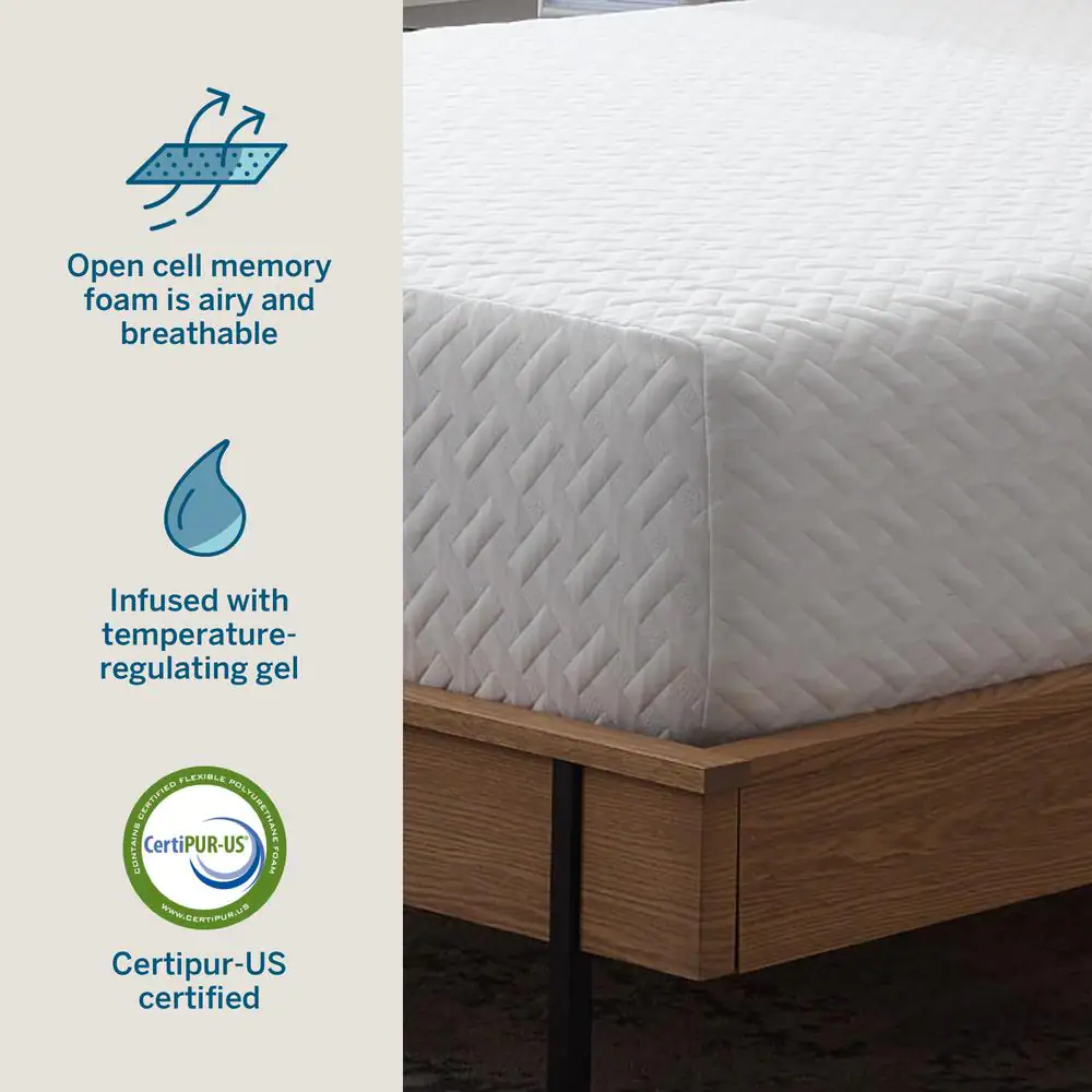 Lucid Comfort Collection PureFlow 14in. Plush Gel Memory Foam Tight Top Queen Mattress