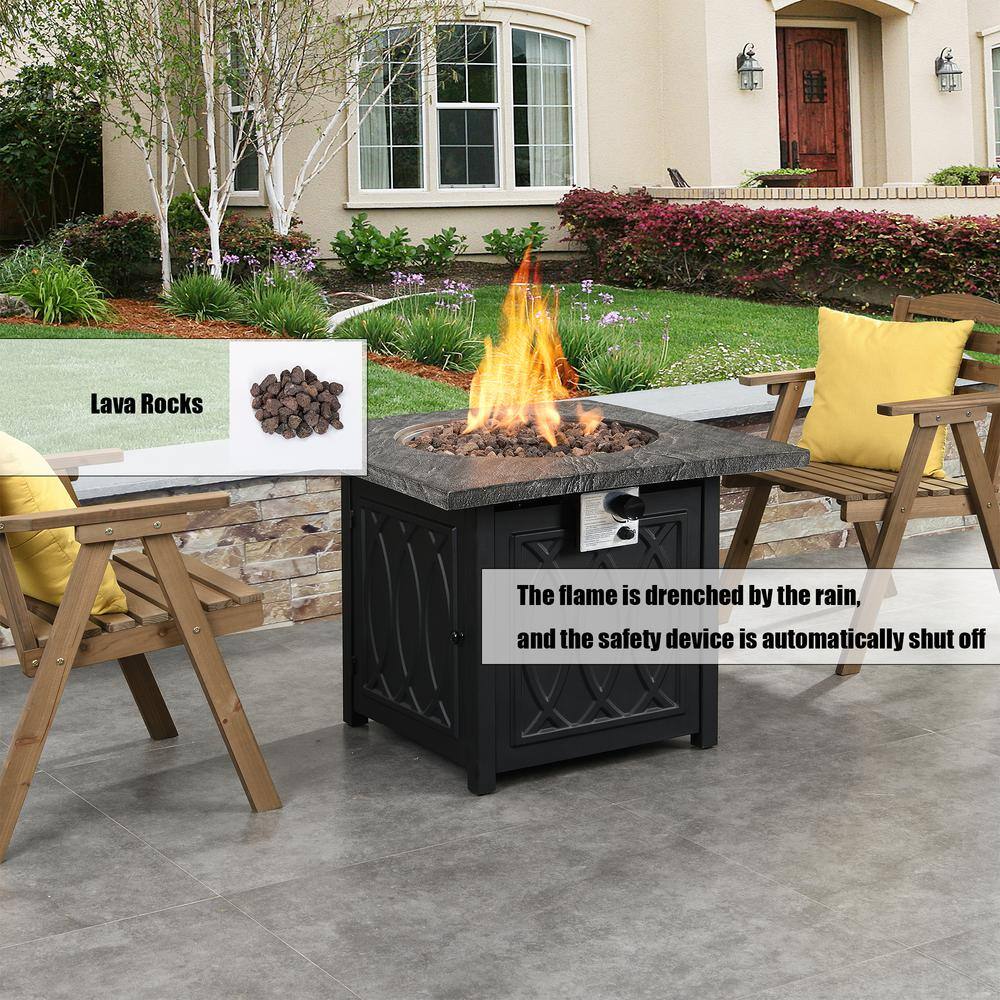 CASAINC 32 in. Metal 50,000 BTU Propane Fire Pit Table Patio Gas Fire Pit with Lid and Lava Rock