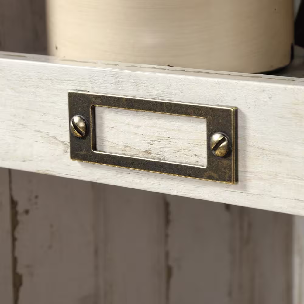 SAUDER 47.5 in. White Plank Faux Wood 11-shelf Standard Bookcase with Cubes