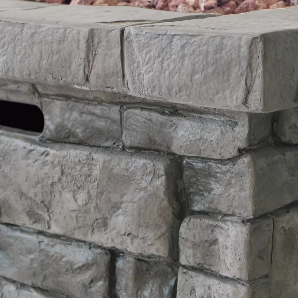 Noble House Xiomara 30 in. x 24 in. Square MGO Propane Fire Pit in Grey