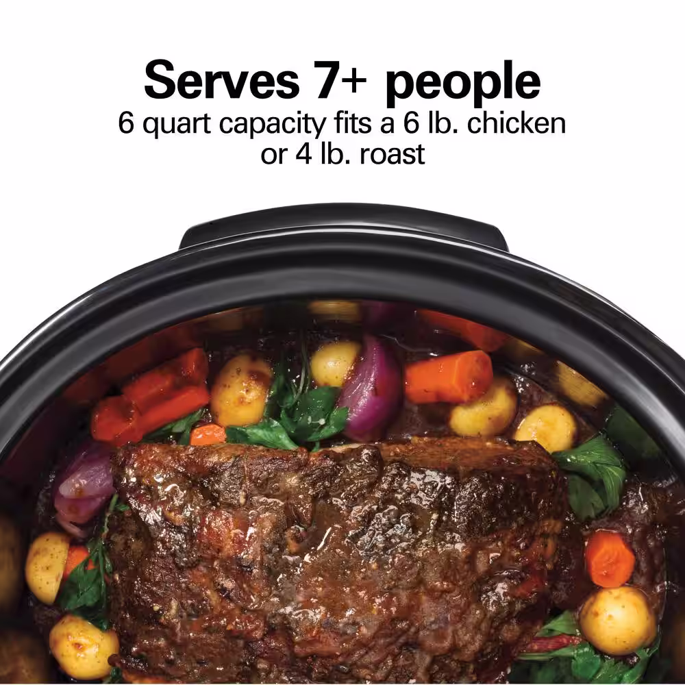 Hamilton Beach 6 qt. Gray Programmable Slow Cooker with Defrost and Temperature Probe
