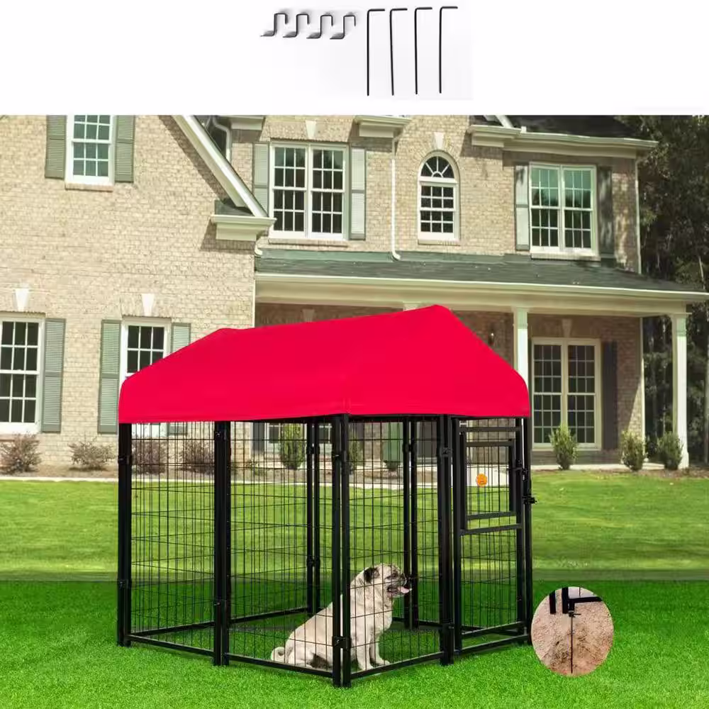 KennelMaster 52 in. x 4 ft. x 4 ft. Welded Wire Dog Fence Kennel Kit