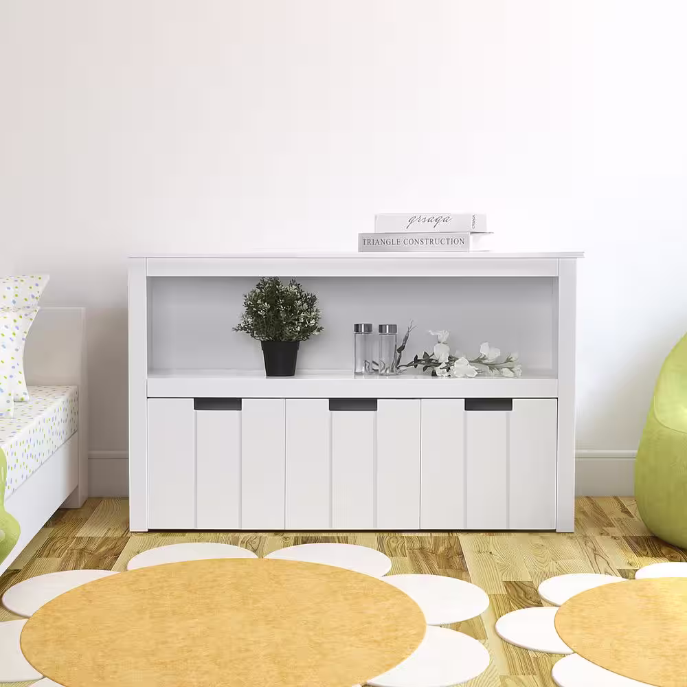 VEIKOUS Kids Toy Storage Cabinet, Toddler's Room Chest Cabinet 3 Drawers with Wheels bookcase