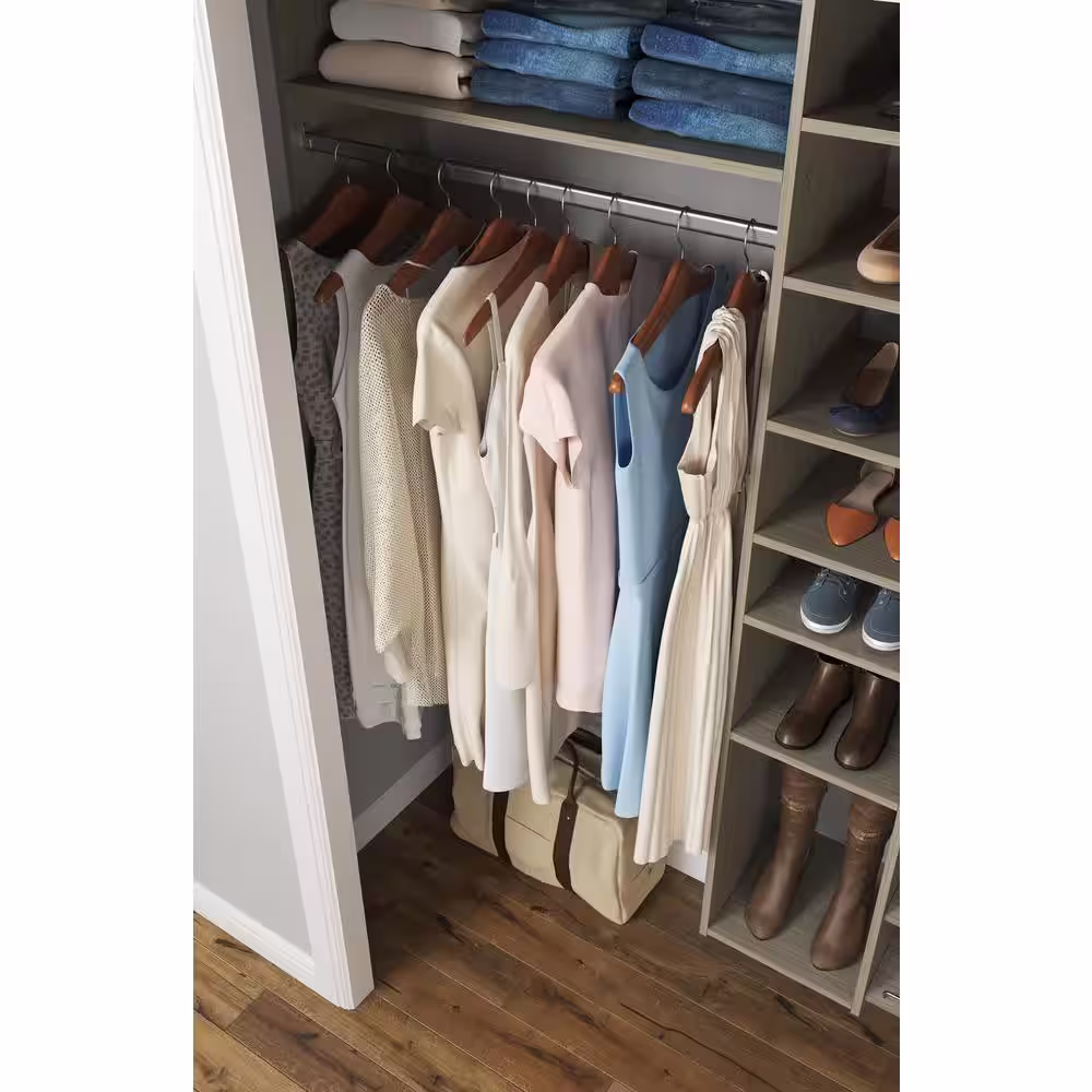 Closet Evolution 84 in. W - 108 in. W Rustic Grey Wood Closet System