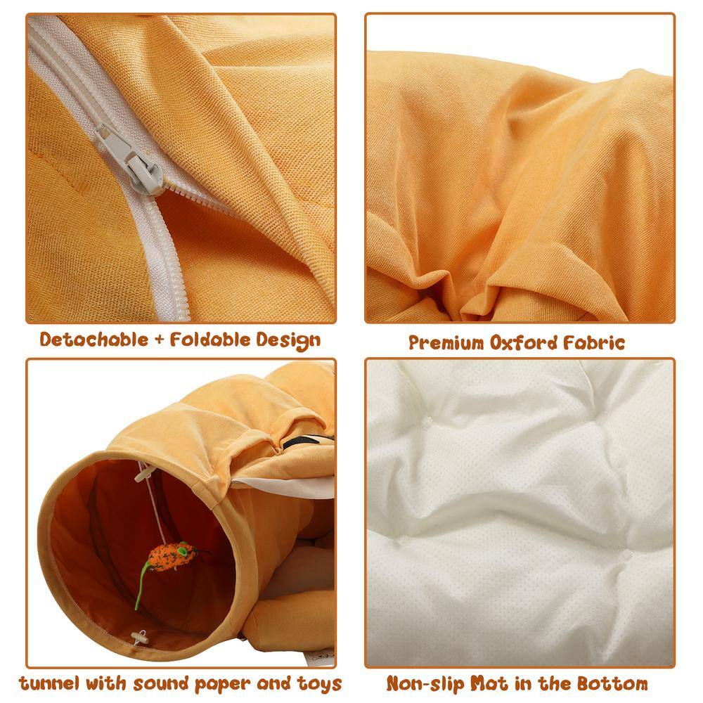 COZIWOW Collapsible Medium Cat Tunnel with Cat Toy, Bed