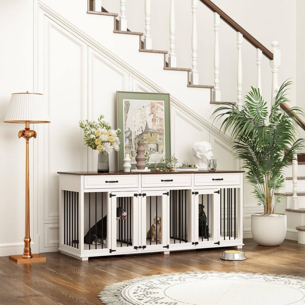 None 94.5 in. Super Large Wooden Dog House for Extra Large Dogs Indoor XXXL Large Dog Pens Furniture with 3-Drawers & Divider