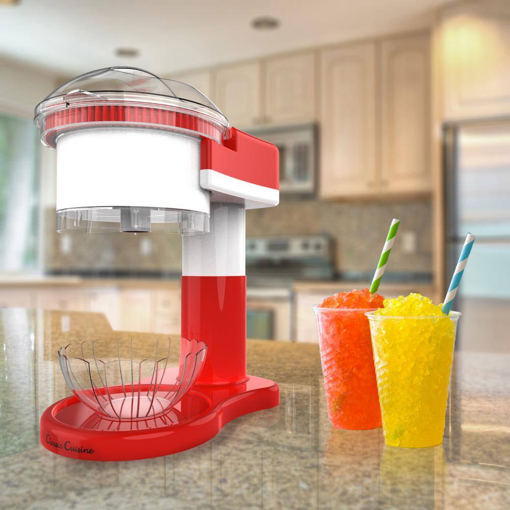 Classic Cuisine 32 oz. Red Countertop Shaved Ice Snow Cone Machine