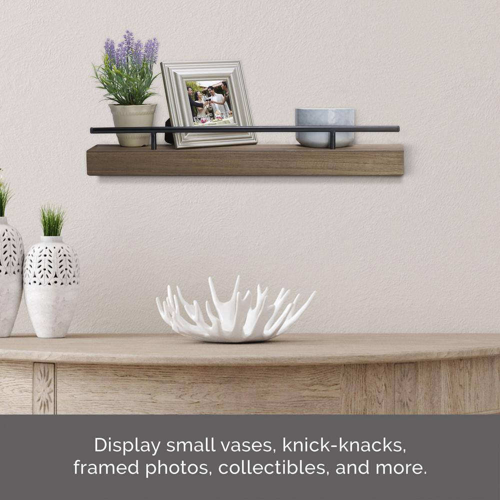 Melannco 3.5 in. W x 24 in. L Natural MDF Shelf with Metal Railing, 24 in.