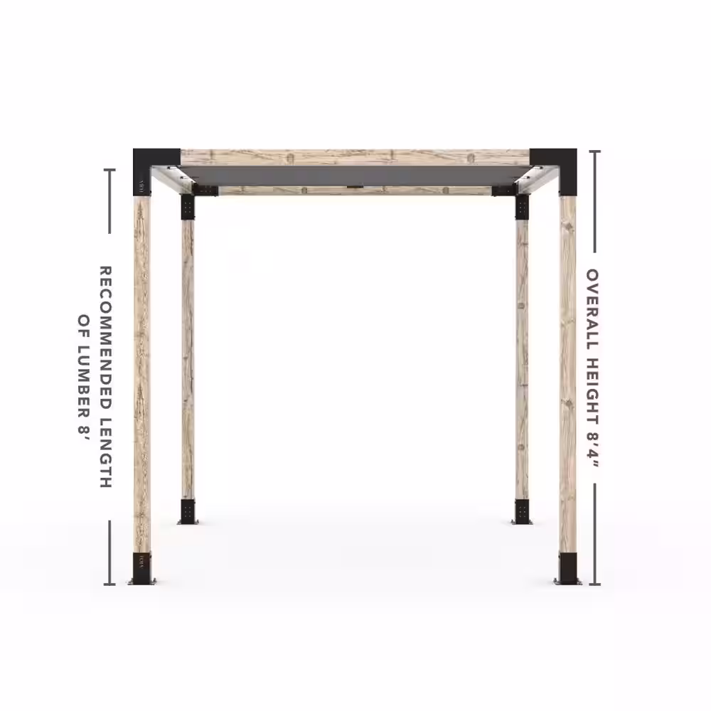 TOJA GRID 8 ft. L x 10 ft. W Pergola Kit with White Shade Sail, 4x4 Wood