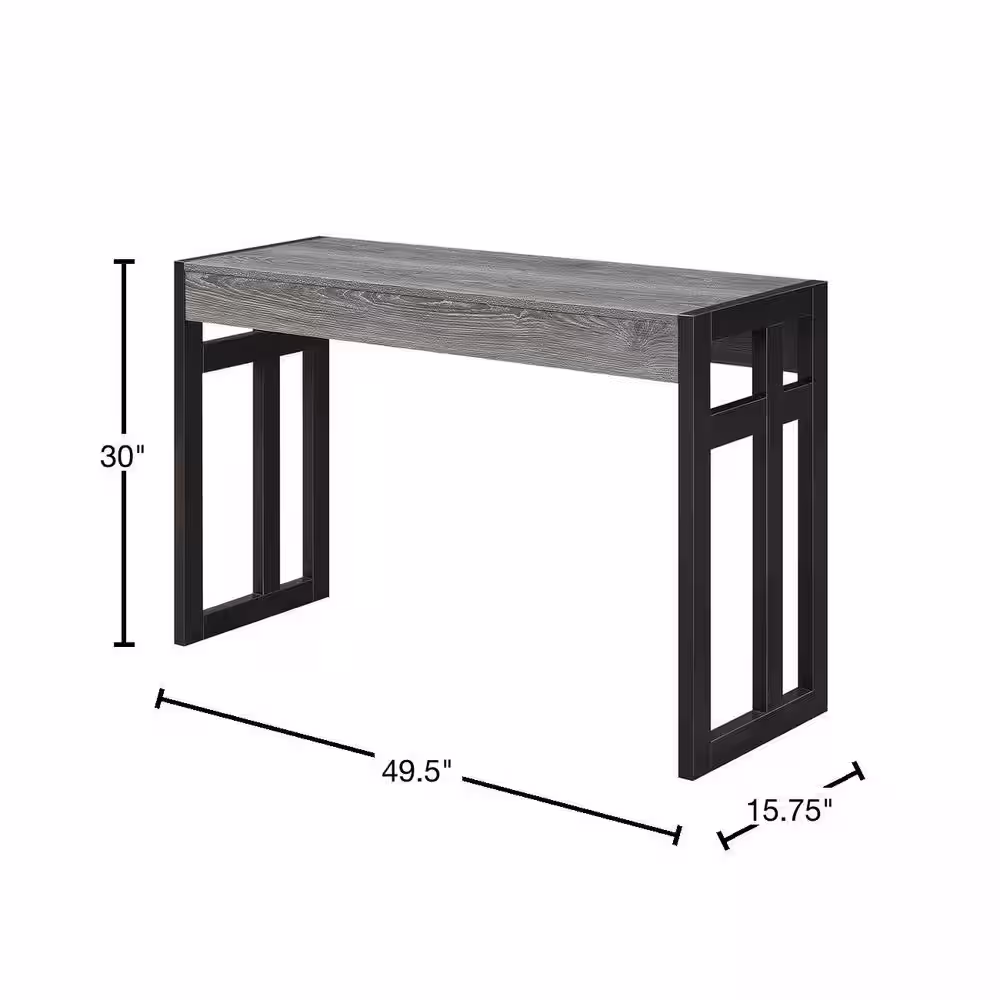 Convenience Concepts Monterey 50 in. Weathered Gray/Black Standard Rectangle Wood Console Table