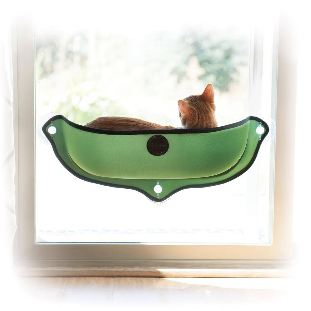 K and H Pet Products 27 in. x 11 in. Medium Green EZ Mount Window Bed Kitty Sill