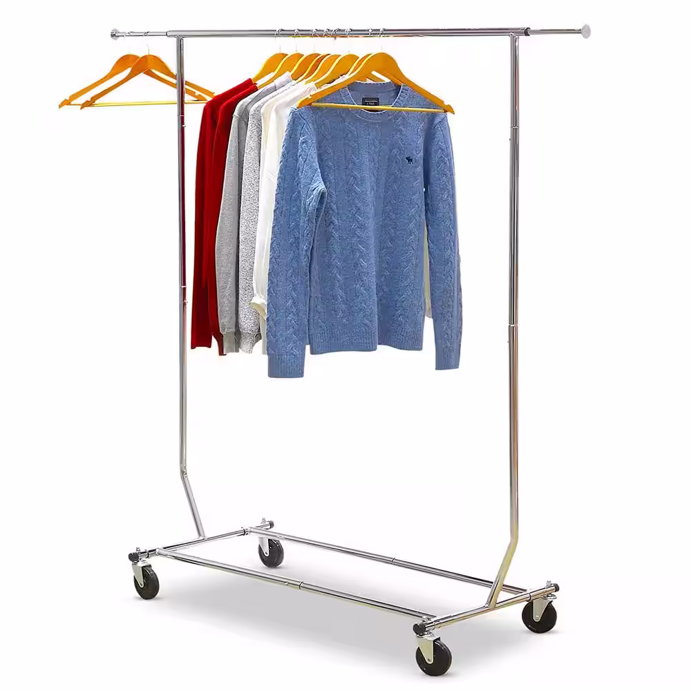 None Chrome Metal Garment Clothes Rack 51 in. W x 65 in. H