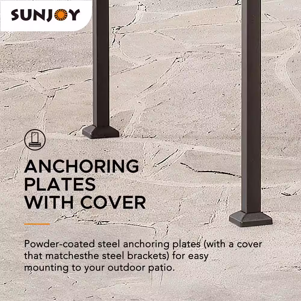 Sunjoy Jonas 5 ft. x 8 ft. Black Steel 2-Tier Grill Gazebo with Red Canopy