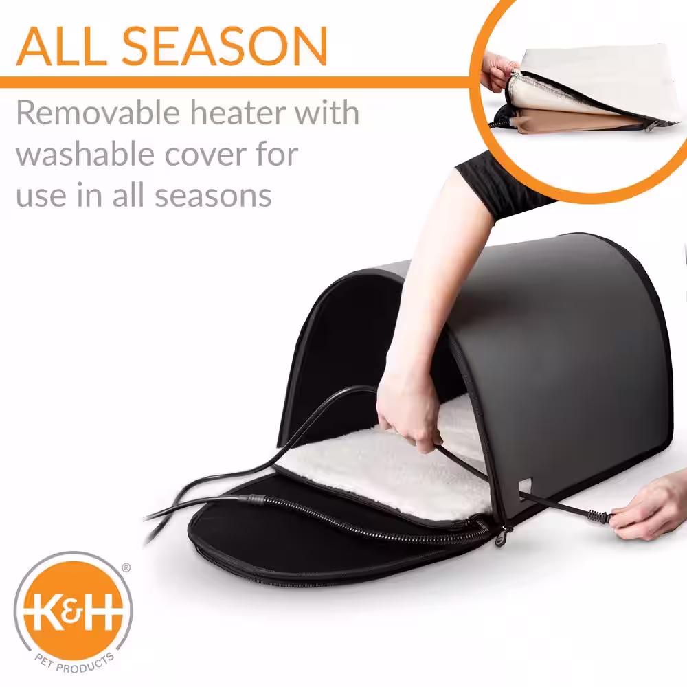 K and H Pet Products 21 in. x 14 in. x 13 in. 25-Watt Tan Mod Thermo-Kitty Shelter