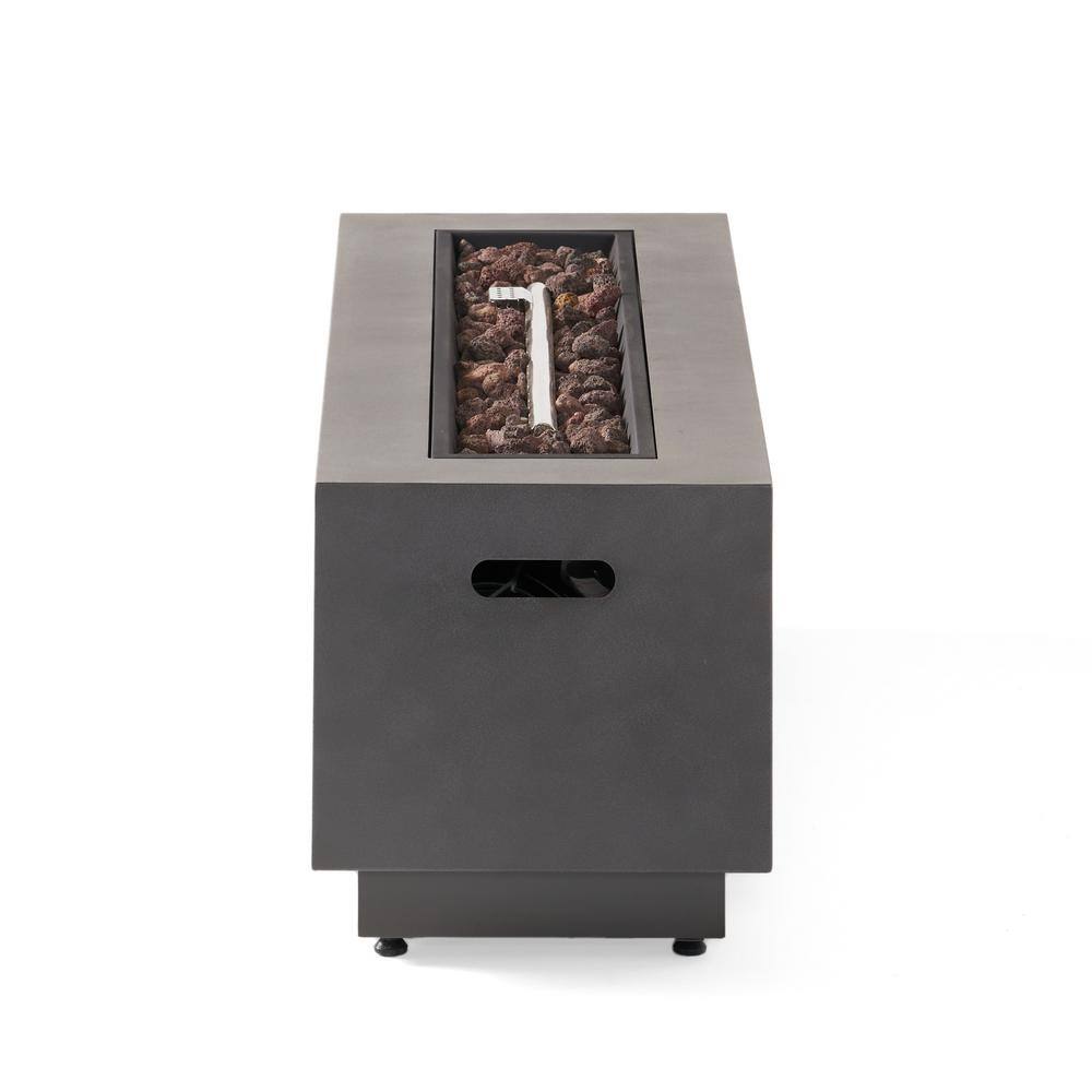 Noble House Reign Concrete Rectangular Metal Fire Pit (No Tank Holder)