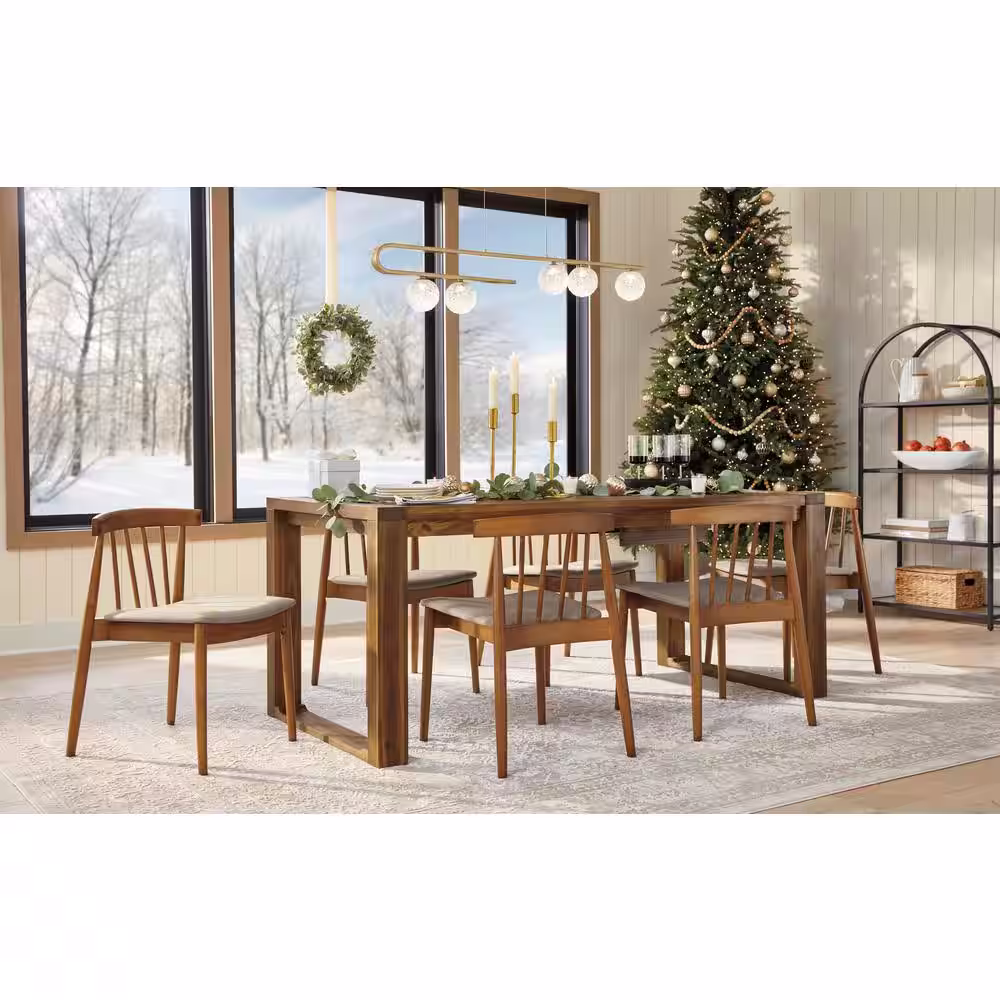 Baxton Studio Wyatt Beige and Walnut Brown Fabric Dining Chair (Set of 2)