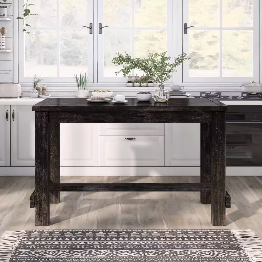 Furniture of America Anthus Antique Black Counter Height Table