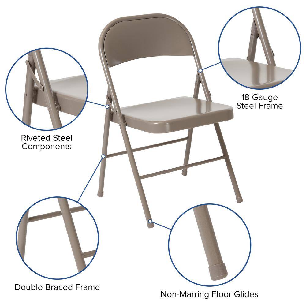 Carnegy Avenue Gray Metal Folding Chair (2-Pack)