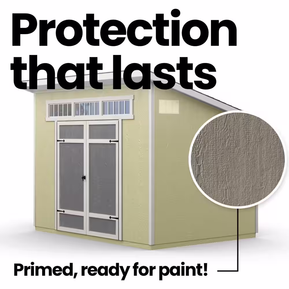 Handy Home Products Professionally Installed Olympia 10 ft. W x 7.5 ft. D Modern Lean-To Wood Shed with Windows Brown Shingle (75 sq. ft.)