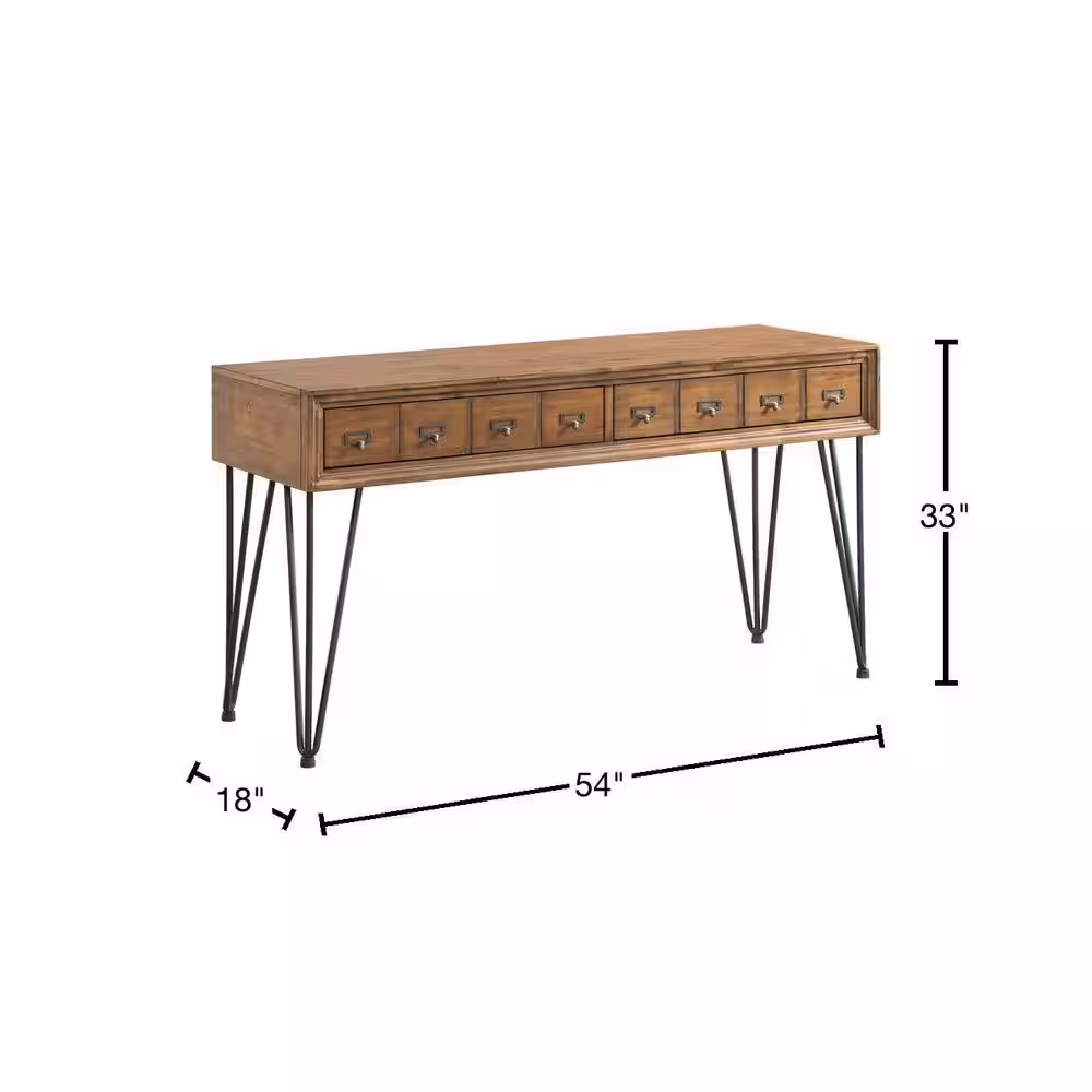 Picket House Furnishings Tanner 54 in. Light Walnut Standard Rectangle Wood Console Table with Drawers