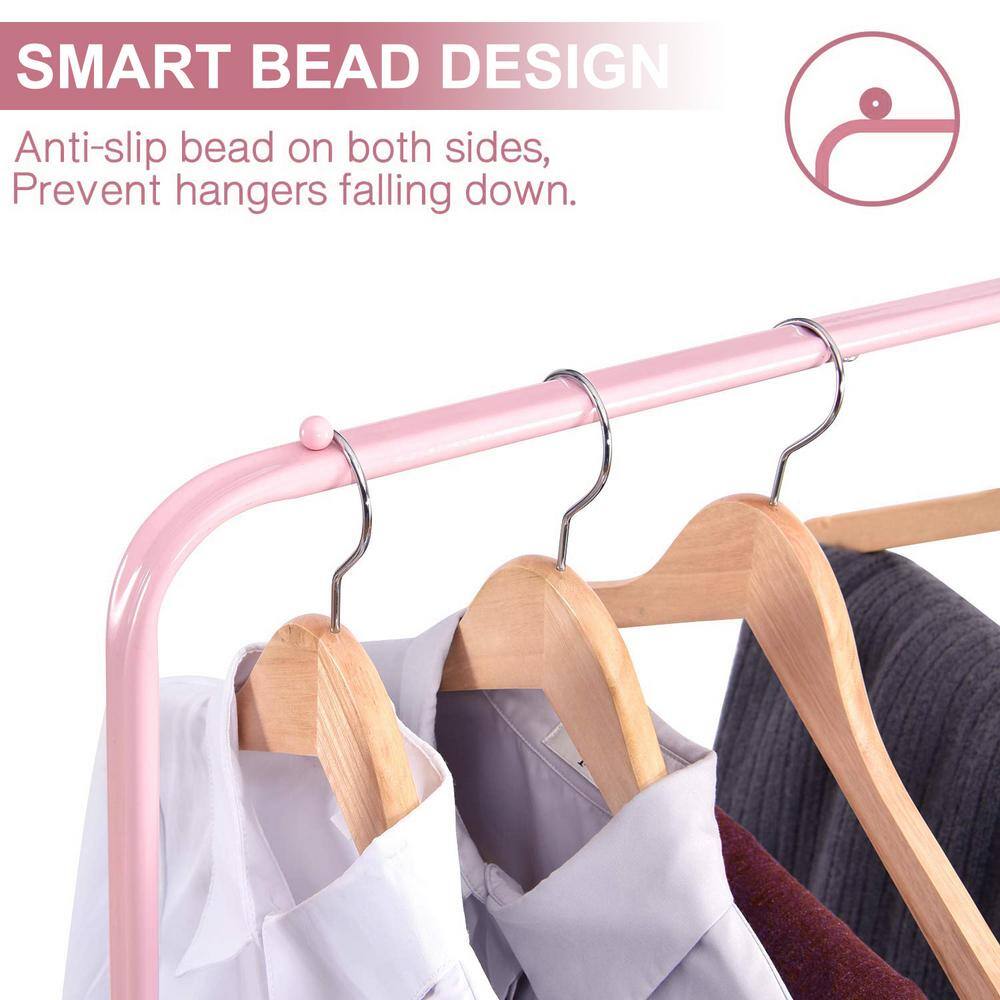 None Pink Metal Garment Clothes Rack 20.6 in. W x 60.2 in. H