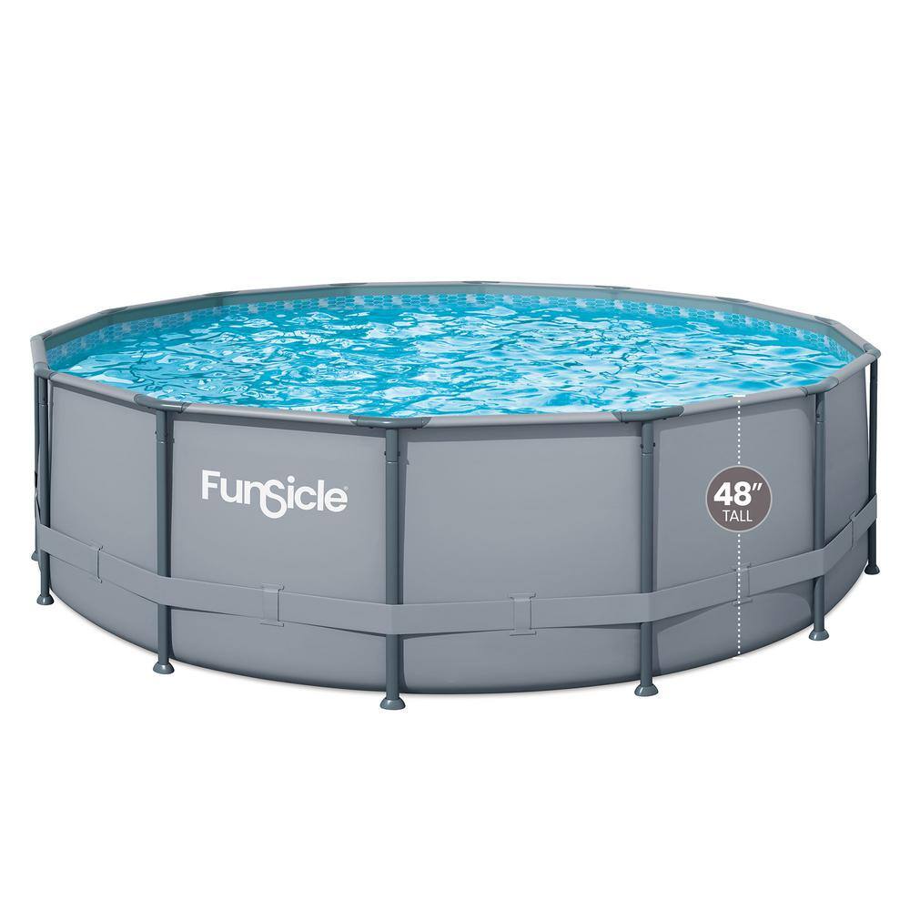 None Oasis 16 ft. Round 48 in. Deep Metal Frame Round Above Ground Swimming Pool with Pump