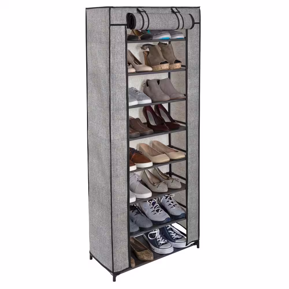 Simplify 55.12 H 24-Pair 8-Tier Black Fabric Shoe Rack