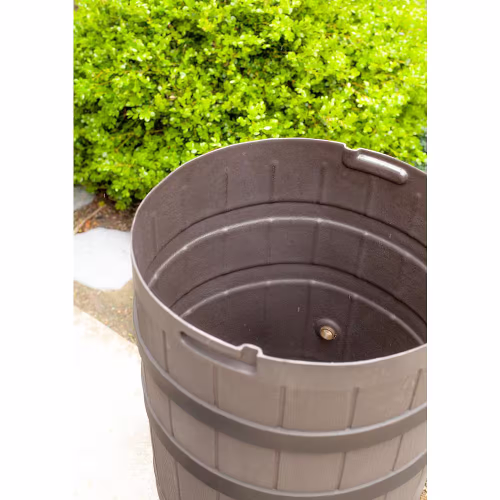 Good Ideas Rain Wizard 50 Gal. American Oak with Darkened Ribs Rain Barrel