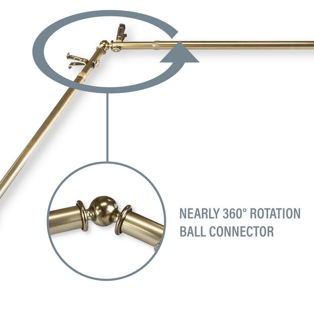 Rod Desyne Bud 13/16 in. Bay Window Single Curtain Rod in Antique Brass