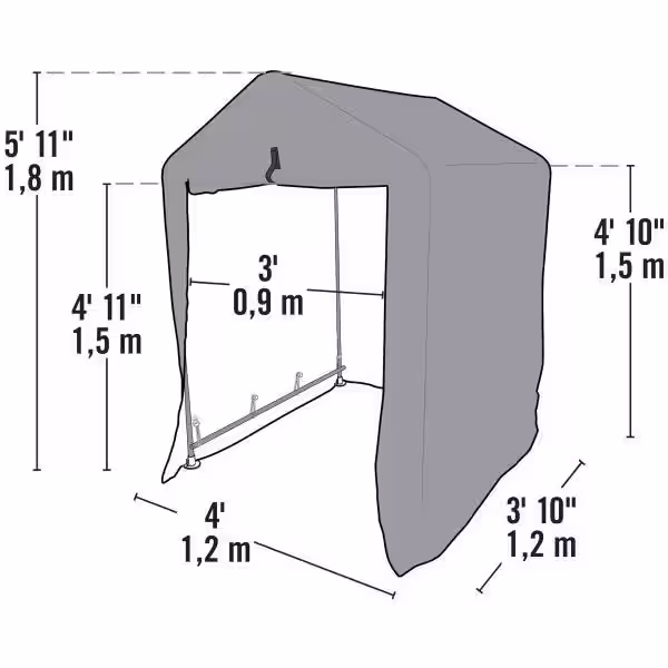 ShelterLogic 4 ft. x 4 ft. x 6 ft. Green Garden Shed with Metal Frame and Fabric Cover