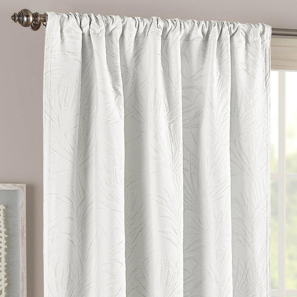 None White Solid Rod Pocket Room Darkening Curtain - 50 in. W x 84 in. L (Set of 2)