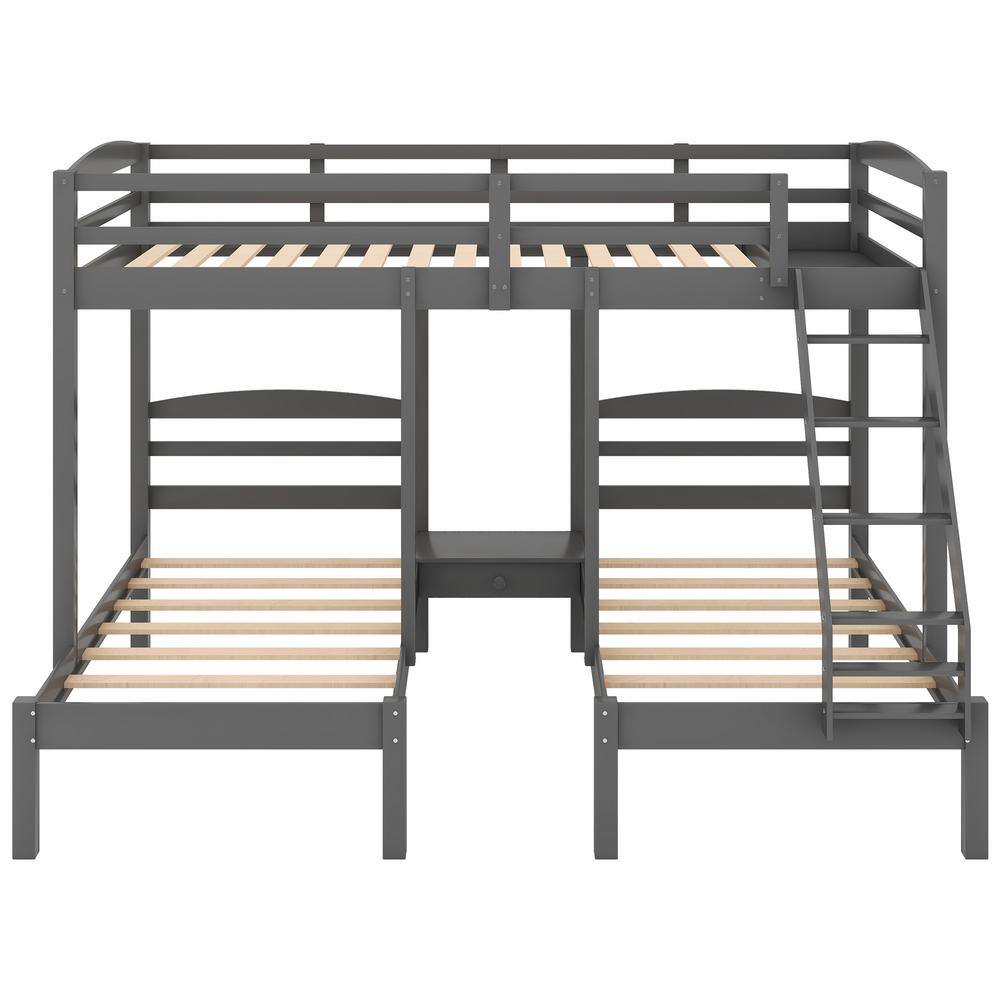 Qualler Gray Full Over Twin Triple Bunk Bed