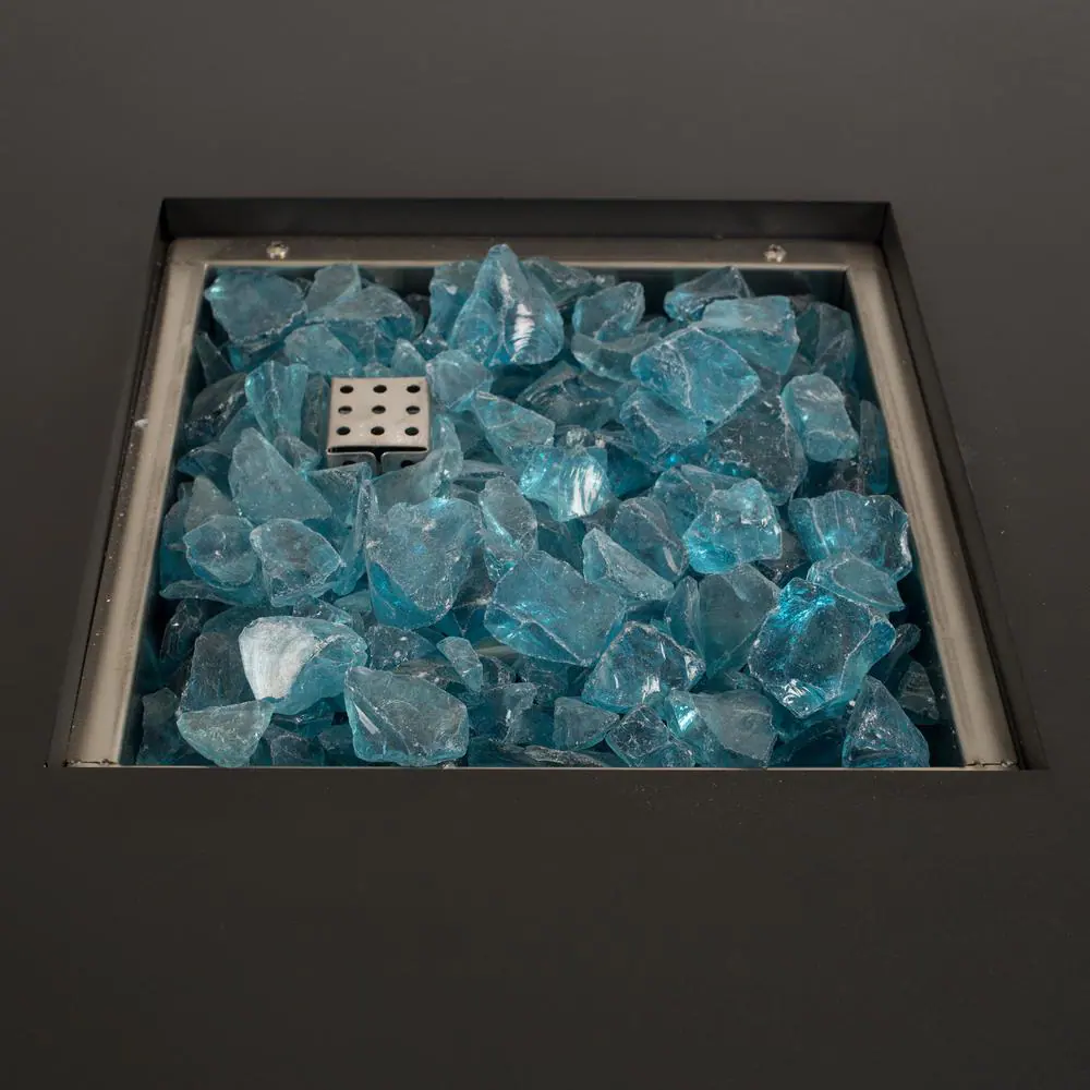 Pleasant Hearth Halifax 30 in. x 27 in. Square Steel Propane Gas Fire Pit Table in Black with Glass Fire Rocks