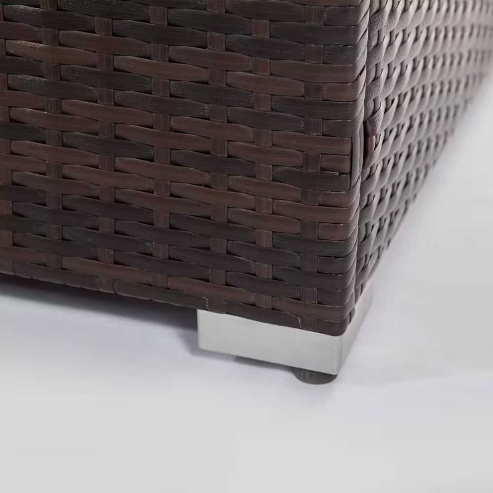 Sireck 32 in. Brown Square Wicker Metal Fire Pit Table