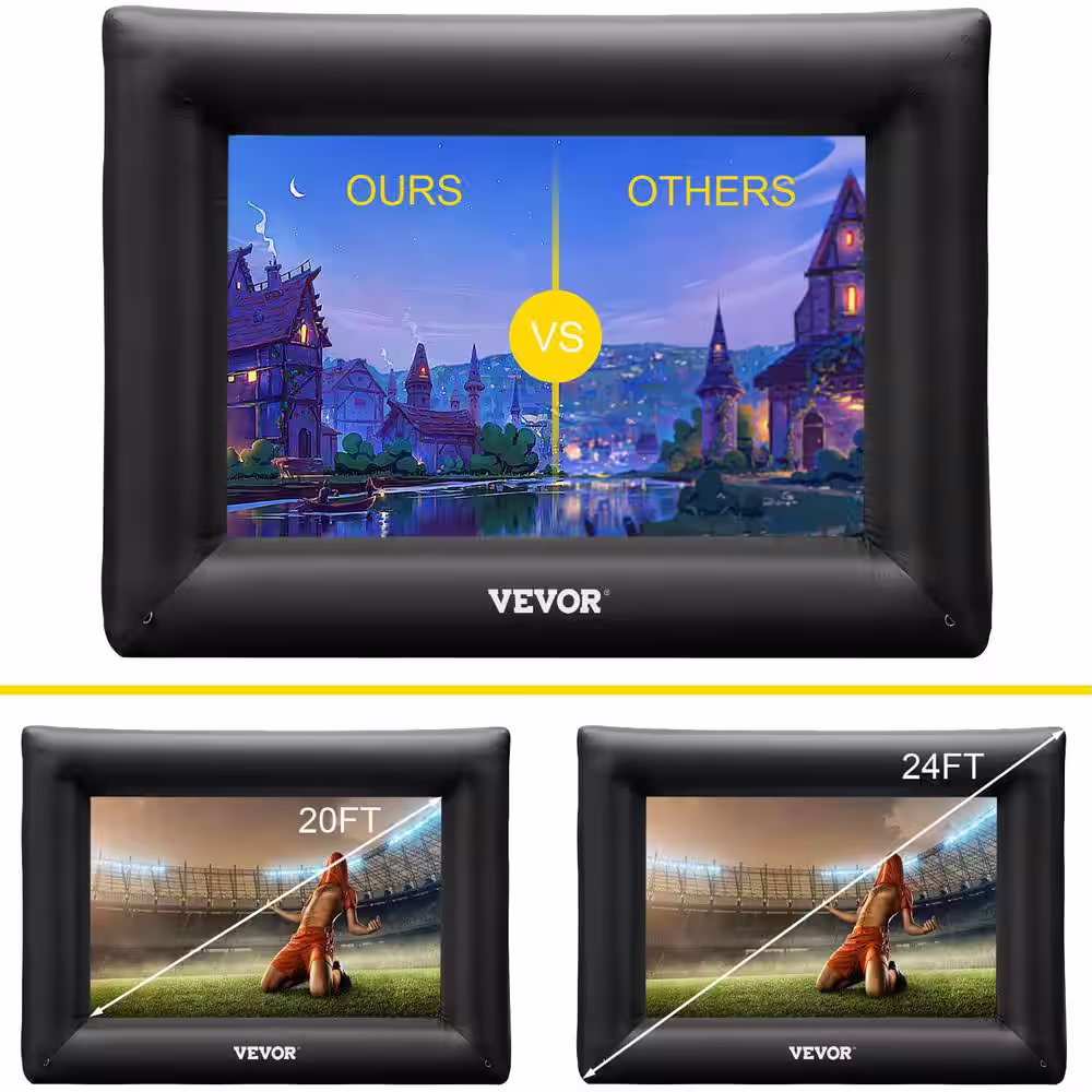 VEVOR 24 ft. Inflatable Movie Screen Inflatable Projector Screen for Outside with 360-Watt Air Blower for Outdoor Movie Use