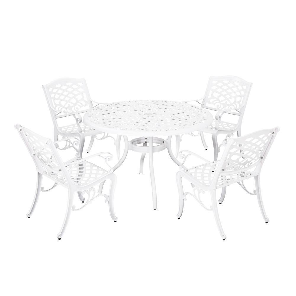 Noble House Phoenix White 5-Piece Aluminum Outdoor Dining Set