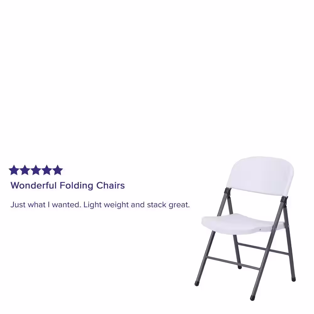 Flash Furniture White Plastic Seat with Metal Frame Folding Chair (6-Pack)