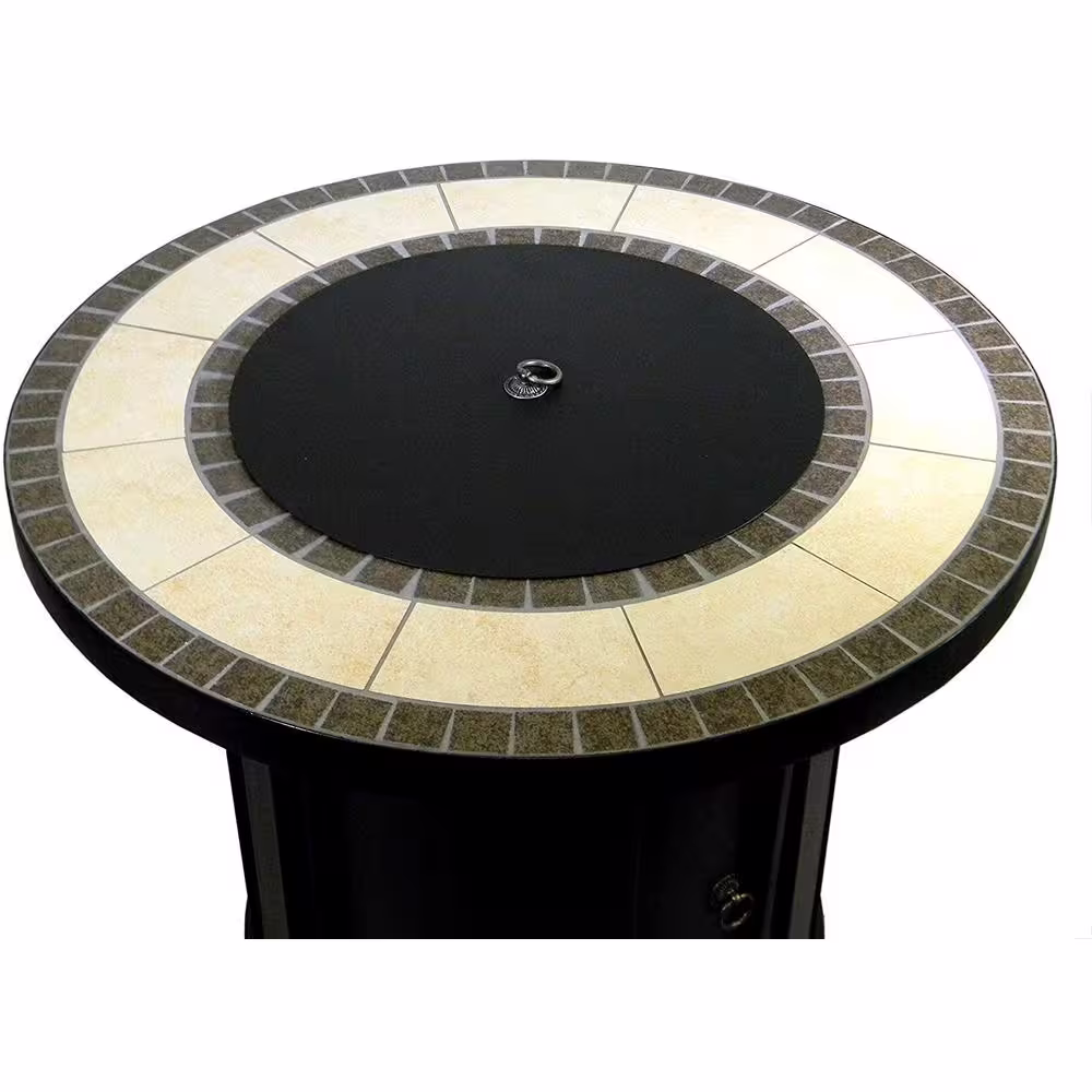 Hiland 40,000 BTU 30 in. Round Bronze Tile Top Propane Firepit