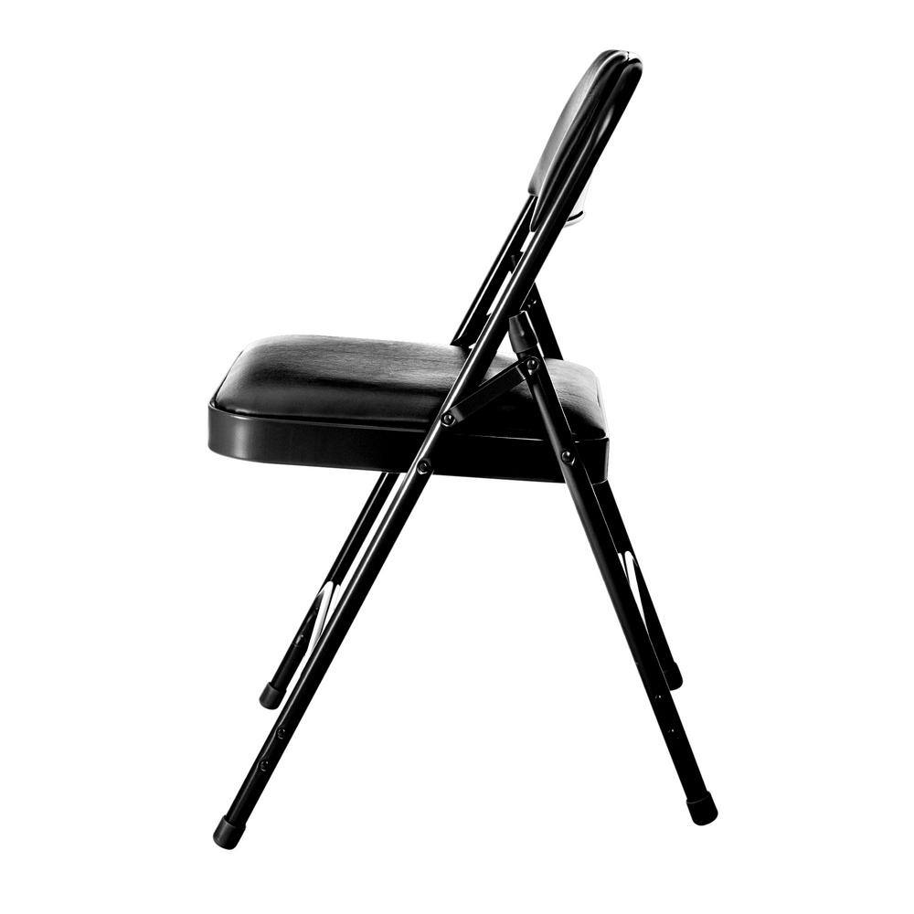 None Bernadine Dining Folding Chair with Vinyl Seat, Black, Pack of 4