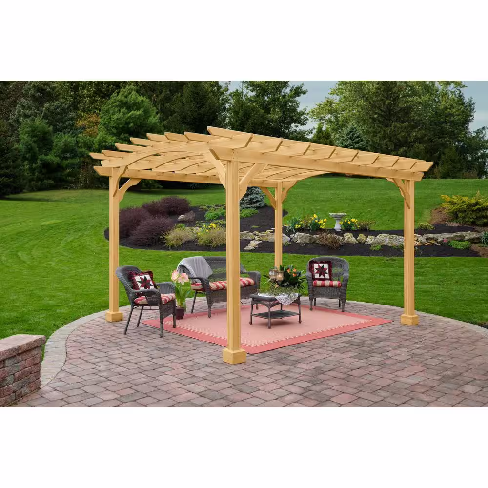 None YC 10 ft. x 12 ft. Unfinished Wood Pergola