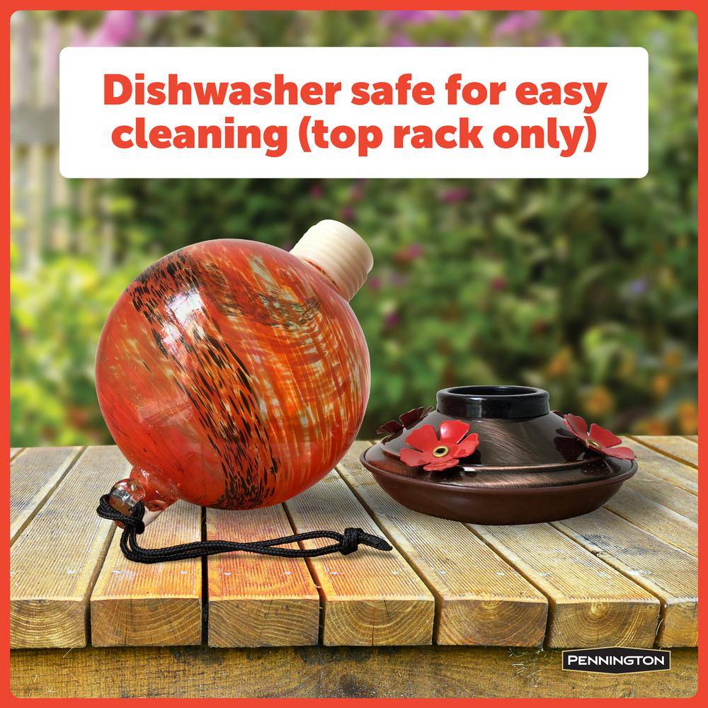 Pennington 27 oz. Glass Red Swirl Hummingbird Feeder