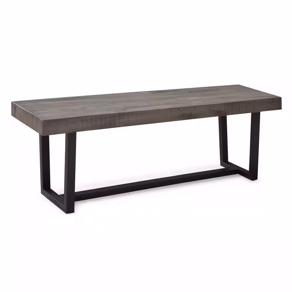 Walker Edison Furniture Company 60 in. Grey Industrial Farmhouse Rustic Transitional Distressed Solid Wood Entryway Dining Bench