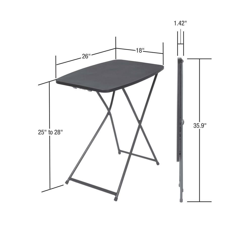 Cosco 18 in. Black Plastic Adjustable Height Folding Utility Table (Set of 2)