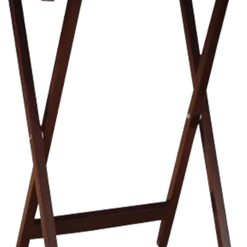 Benjara 14.75 in. W Brown 5-Piece Rectangular Wooden Tray Folding Table Set